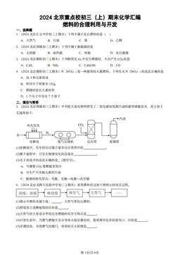 2024北京重点校初三（上）期末化学汇编：燃料的合理利用与开发-答案