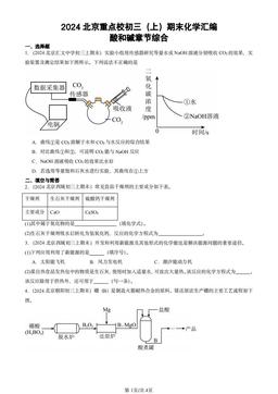 2024北京重点校初三（上）期末化学汇编：酸和碱章节综合-答案