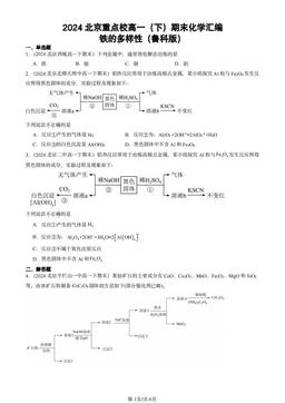 2024北京重点校高一（下）期末化学汇编：铁的多样性（鲁科版）-答案