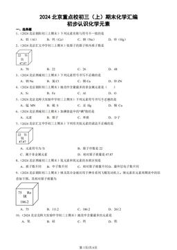 2024北京重点校初三（上）期末化学汇编：初步认识化学元素-答案