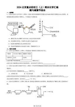2024北京重点校初三（上）期末化学汇编：酸与碱章节综合-答案