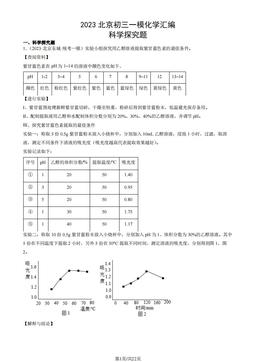 2023北京初三一模化学汇编：科学探究题-答案