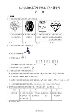 2024北京东直门中学高三（下）开学考化学（教师版）-答案