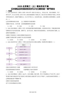 2025北京高三（上）期末历史汇编：辽宋夏金多民族政权的并立与元朝的统一章节综合-答案