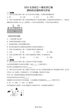 2023北京初三一模化学汇编：燃料的合理利用与开发-答案