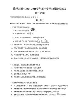 2024北京首都师大附高三12月月考化学-答案