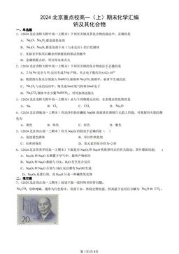 2024北京重点校高一（上）期末化学汇编：钠及其化合物-答案