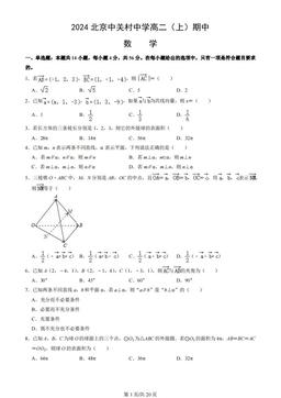 2024北京中关村中学高二（上）期中数学（教师版）
