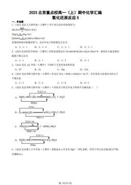2023北京重点校高一（上）期中化学汇编：氧化还原反应5-答案