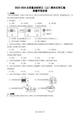 2022-2024北京重点校初三（上）期末化学汇编：质量守恒定律-答案