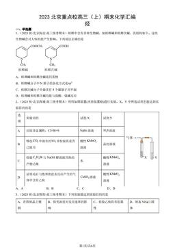 2023北京重点校高三（上）期末化学汇编：烃-答案