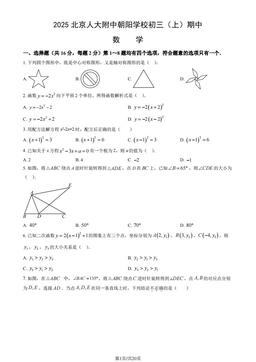 2025北京人大附中朝阳学校初三（上）期中数学（教师版）-答案