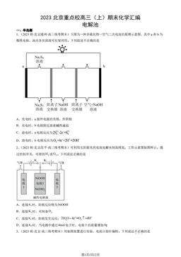 2023北京重点校高三（上）期末化学汇编：电解池-答案