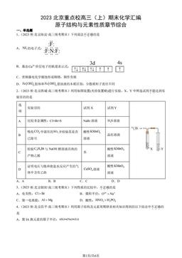 2023北京重点校高三（上）期末化学汇编：原子结构与元素性质章节综合-答案