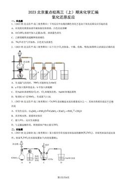 2023北京重点校高三（上）期末化学汇编：氧化还原反应-答案