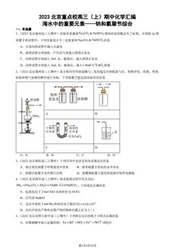 2023北京重点校高三（上）期中化学汇编：海水中的重要元素——钠和氯章节综合-答案