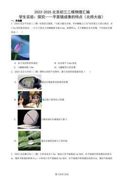 2023-2025北京初三二模物理汇编：学生实验：探究——平面镜成像的特点（北师大版）-答案