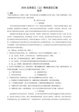 2024北京初三（上）期末语文汇编：句子-答案