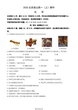 2025北京房山高一（上）期中化学（教师版）-答案