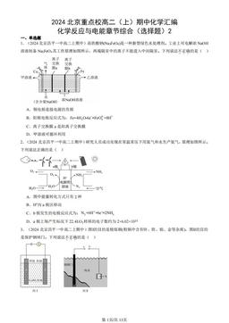 2024北京重点校高二（上）期中化学汇编：化学反应与电能章节综合（选择题）2-答案