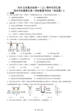 2024北京重点校高一（上）期中化学汇编：海水中的重要元素—钠和氯章节综合（单选题）6-答案