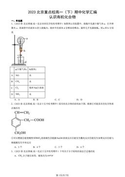 2023北京重点校高一（下）期中化学汇编：认识有机化合物-答案