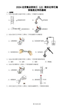 2024北京重点校初三（上）期末化学汇编：实验是化学的基础-答案
