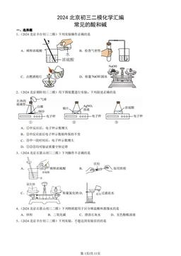 2024北京初三二模化学汇编：常见的酸和碱-答案