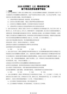 2025北京高三（上）期末政治汇编：做个明白的劳动者章节综合-答案
