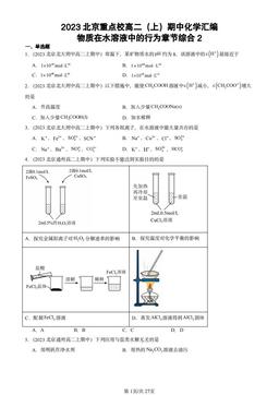 2023北京重点校高二（上）期中化学汇编：物质在水溶液中的行为章节综合2-答案