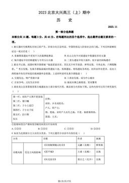 2023北京大兴高三（上）期中历史（教师版）-答案