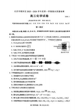 2026北京朝阳高三（上）期末化学-试题