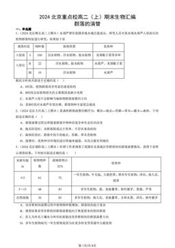 2024北京重点校高二（上）期末生物汇编：群落的演替-答案
