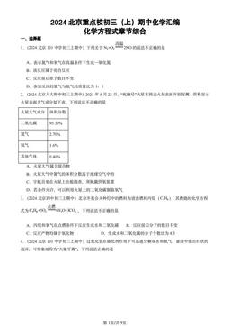 2024北京重点校初三（上）期中化学汇编：化学方程式章节综合-答案