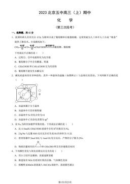 2023北京五中高三（上）期中化学（教师版）-答案