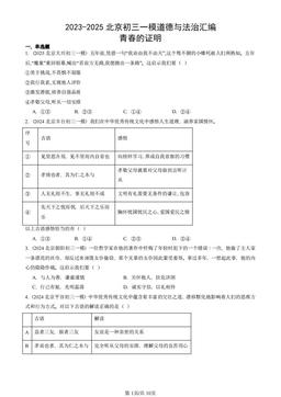 2023-2025北京初三一模道德与法治汇编：青春的证明-答案