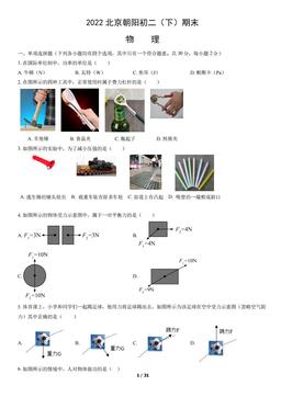 2022北京朝阳初二（下）期末物理（教师版）-答案
