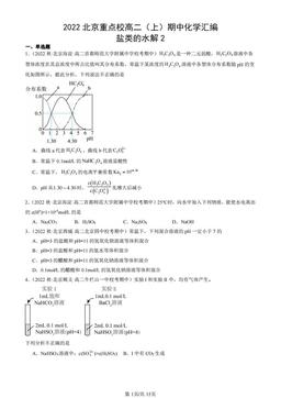 2022北京重点校高二（上）期中化学汇编：盐类的水解2-答案