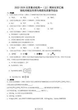 2022-2024北京重点校高一（上）期末化学汇编：微粒间相互作用与物质性质章节综合-答案