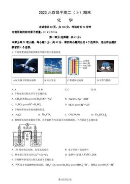 2023北京昌平高二（上）期末化学（教师版）-答案
