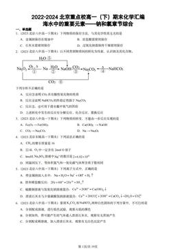 2022-2024北京重点校高一（下）期末化学汇编：海水中的重要元素——钠和氯章节综合-答案