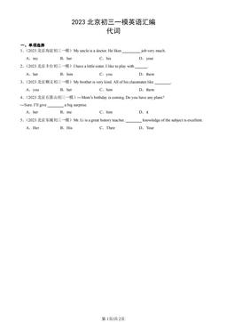 2023北京初三一模英语汇编：代词-答案