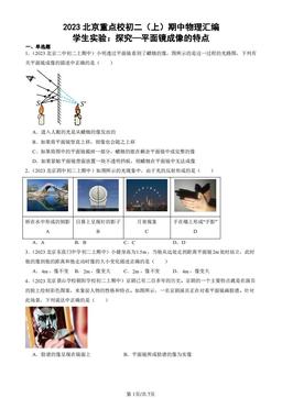 2023北京重点校初二（上）期中物理汇编：学生实验：探究—平面镜成像的特点-答案