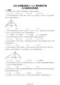 2023北京重点校初二（上）期中数学汇编：与三角形有关的线段-答案