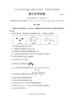 2025北京朝阳高三（上）期末化学-答案