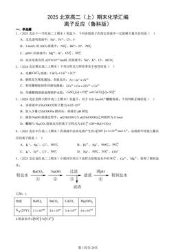 2025北京高二（上）期末化学汇编：离子反应（鲁科版）-答案