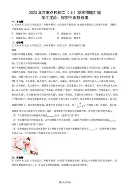 2023北京重点校初二（上）期末物理汇编：学生实验：探究平面镜成像-答案
