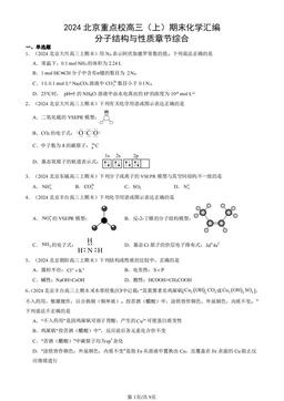 2024北京重点校高三（上）期末化学汇编：分子结构与性质章节综合-答案
