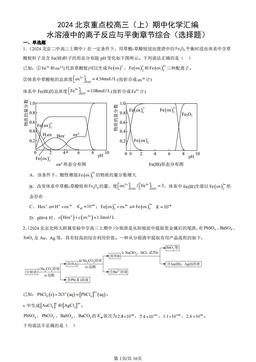 2024北京重点校高三（上）期中化学汇编：水溶液中的离子反应与平衡章节综合（选择题）-答案