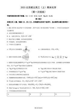 2023北京顺义高三（上）期末化学（第一次统练）（教师版）-答案